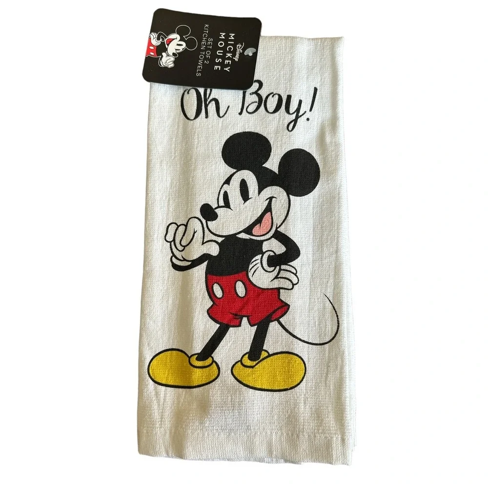 Disney Mickey‎ Mouse Minnie 2 Pack Hand Kitchen Bathroom Towels Heart Love Blush